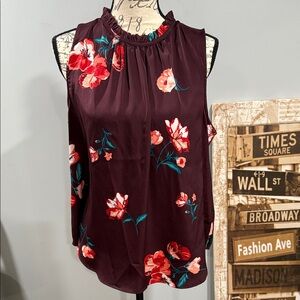 Old Navy Burgundy Floral Blouse